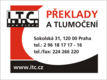 I. T. C. - Ing. Jan Žižka, Překladatelská agentura, Praha - ilustrační foto